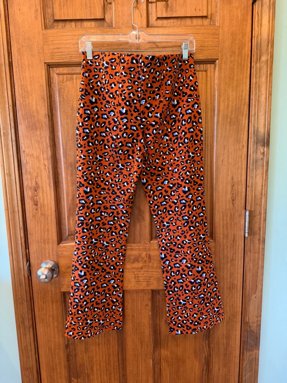 Maeve Orange Leopard Print Pants with Navy & White Accents
